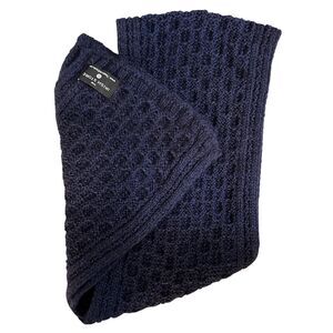 The Irish Store Navy Blue 100% New Merino Wool Unisex Cableknit Scarf - 64 x 8